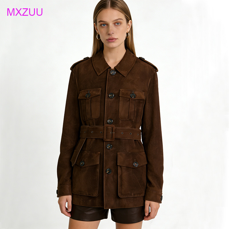 Veste en cuir suédé marron vin - Baby Clothing High End avis et prix