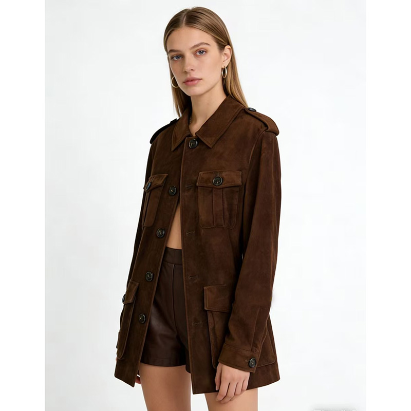 Veste en cuir suédé marron vin - Baby Clothing High End avis et prix