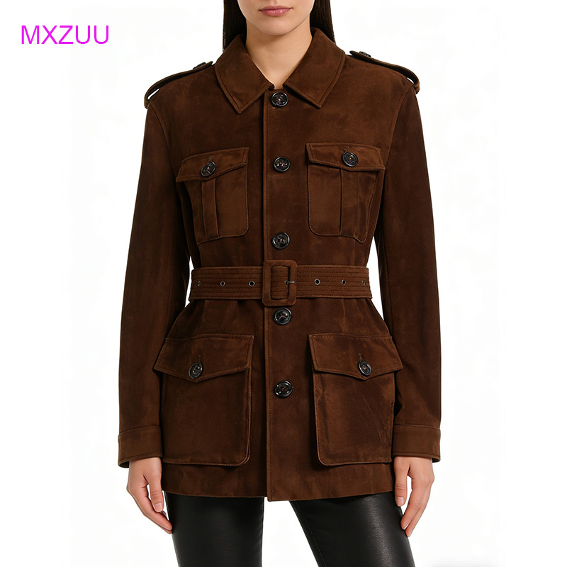 Veste en cuir suédé marron vin - Baby Clothing High End avis et prix